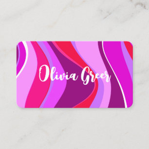 Trendy Retro Waves 70's 80s  Pink Magenta Purple Business Card