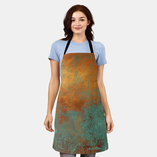 Trendy Rich Copper Patina Metallic Apron (Worn)