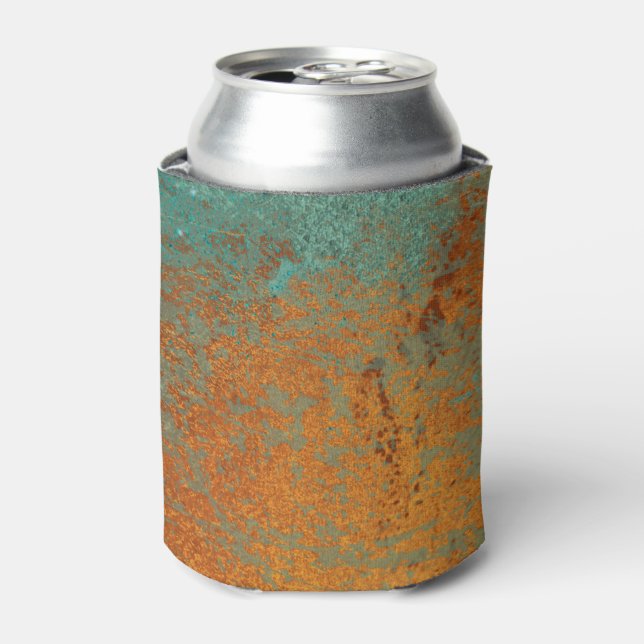 Trendy Rich Copper Patina Metallic Can Cooler (Can Front)