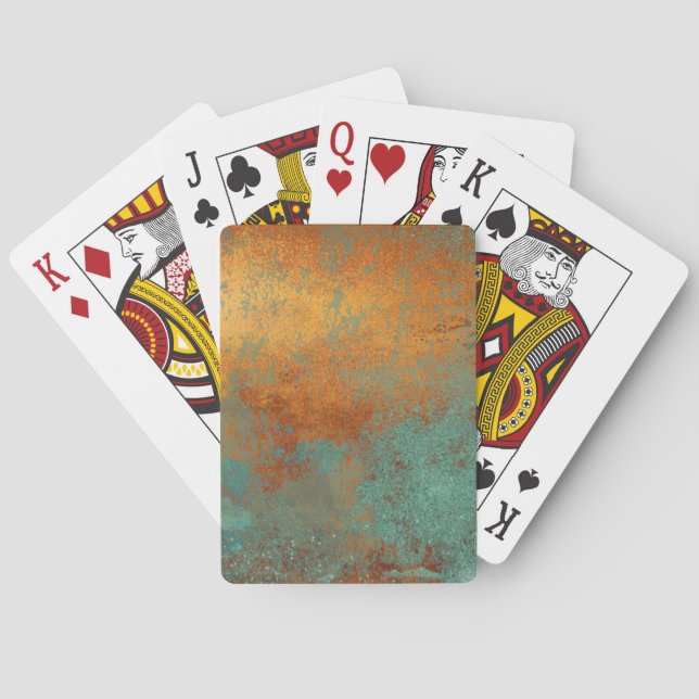 Trendy Rich Copper Patina Metallic Playing Cards (Back)