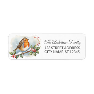 Trendy Robin Bird Winter Christmas Return Address