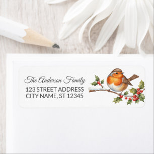 Trendy Robin Bird Winter Christmas Return Address