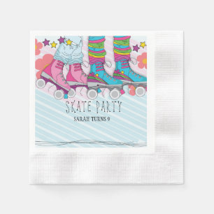 Trendy Roller Skate Girls Birthday Party  Napkin