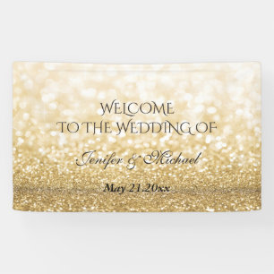 Trendy romantic sparkles golden glittery wedding banner
