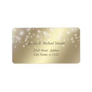 Trendy romantic stylish golden look sparkles label