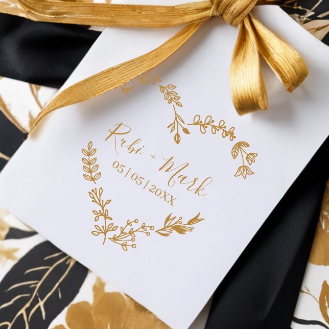 Trendy Romantic Wildflowers Twigs Heart Wedding Rubber Stamp (Trendy Romantic Wildflowers Twigs Heart Wedding Rubber Stamp.)