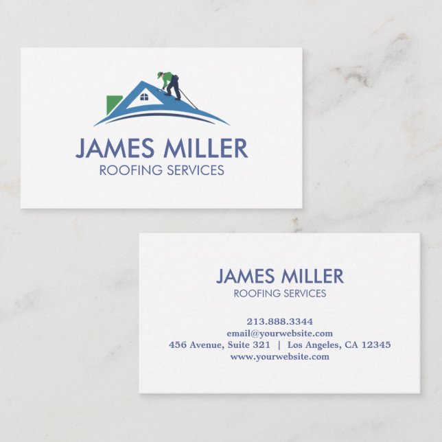 Trendy Roof Cleaning Repair Construction Gutter Business Card (Front/Back)