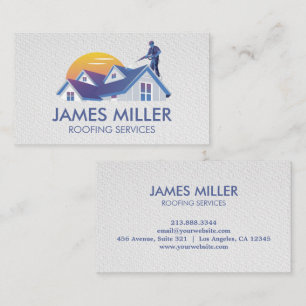 Trendy Roof Cleaning Repair Construction Gutter Business Card