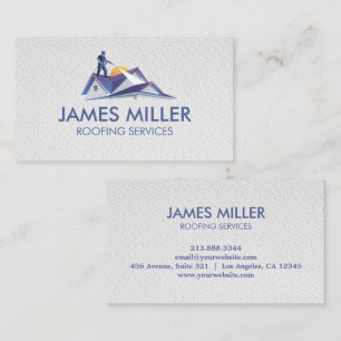 Trendy Roof Cleaning Repair Construction Gutter Business Card