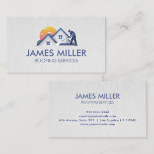 Trendy Roof Cleaning Repair Construction Gutter Business Card