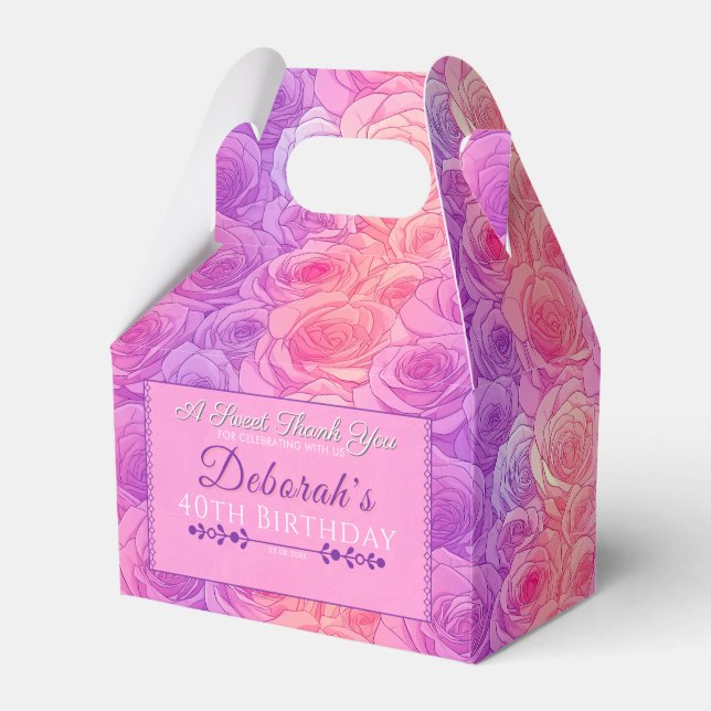 Trendy Rose Birthday Favour Box For Dessert Table (Front Side)