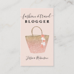 Trendy rose glitter bag script fashion blogger business card