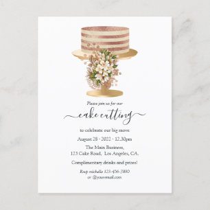 Trendy Rose Gold and Gold Floral Cake Cutting Invitation Postcard