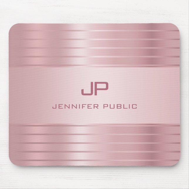 Trendy Rose Gold Colour Modern Template Elegant Mouse Mat (Front)