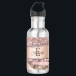 Trendy Rose Gold Diamonds Glitter Monogram 532 Ml Water Bottle<br><div class="desc">Trendy rose gold pattern and diamonds with your monogram and name.The perfect cool gift idea for her on any occasion.</div>