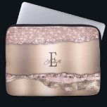 Trendy Rose Gold Diamonds Glitter Monogram Laptop Sleeve<br><div class="desc">Trendy rose gold pattern and diamonds with your monogram and name.The perfect cool gift idea for her on any occasion.</div>