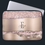 Trendy Rose Gold Diamonds Glitter Monogram Laptop Sleeve<br><div class="desc">Trendy rose gold pattern and diamonds with your monogram and name.The perfect cool gift idea for her on any occasion.</div>