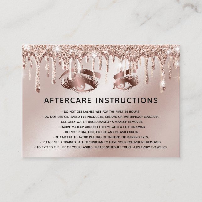 Trendy Rose Gold Eye with Gold Drips Aftercare Referral Card (Front)