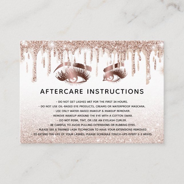 Trendy Rose Gold Eye with Gold Drips Aftercare Referral Card (Front)