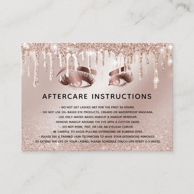 Trendy Rose Gold Eye with Gold Drips Aftercare Referral Card (Front)
