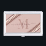 Trendy Rose Gold Foil Copper Brush Monogram Business Card Holder<br><div class="desc">Trendy Rose Gold Foil Copper Brush Monogram Business Card Case featuring your custom monogram and details with our chic luxury brush strokes in shades of rose gold,  copper,  bronze,  and blush clay. Perfect for your glam girly aesthetic!</div>