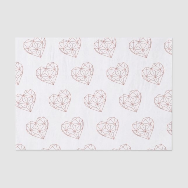 Trendy Rose Gold Foil Geometric Heart Pattern Tissue Paper (Front)
