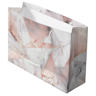 Trendy Rose Gold Geometric Marble  Large Gift Bag
