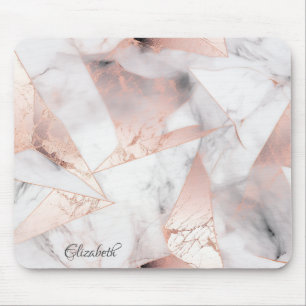 Trendy Rose Gold Geometric Marble Mouse Mat