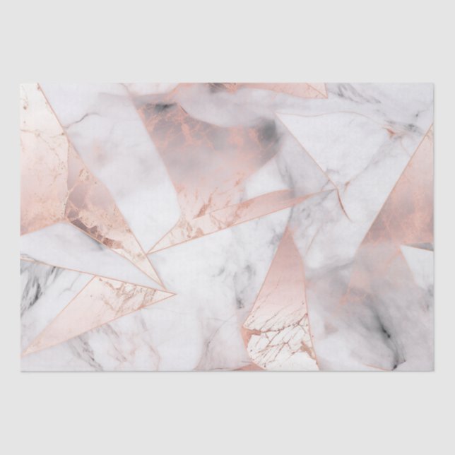 Trendy Rose Gold Geometric Marble  Tissue Paper (Front)