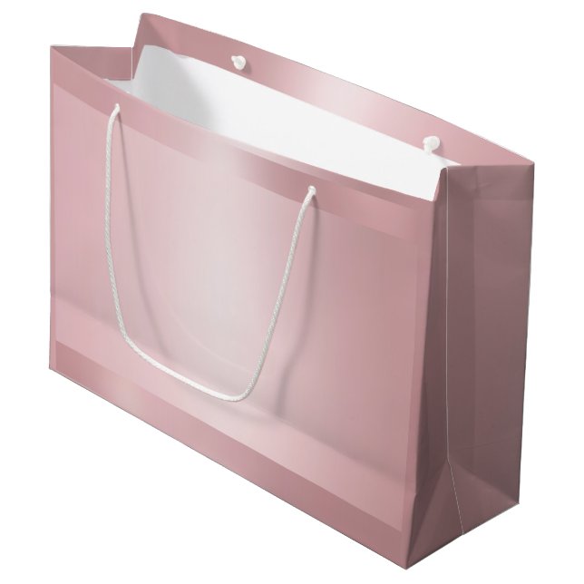 Trendy Rose Gold Glamour Elegant Modern Template Large Gift Bag (Front Angled)