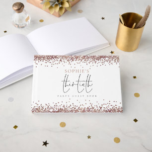 Trendy Rose Gold Glitter 30th Birthday Party Guest Book