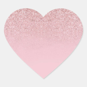 Trendy Rose Gold Glitter Blank Template Modern Heart Sticker