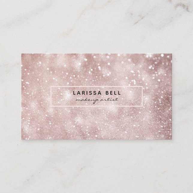 Trendy Rose Gold Glitter Business Card (Front)