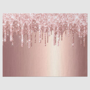 Trendy Rose Gold Glitter Drips Graphic Tissue Paper