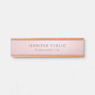 Trendy Rose Gold Glitter Elegant Modern Template Door Sign