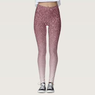 Trendy Rose Gold Glitter Girly Ombre Leggings