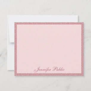 Trendy Rose Gold Glitter Handwritten Script Text Card