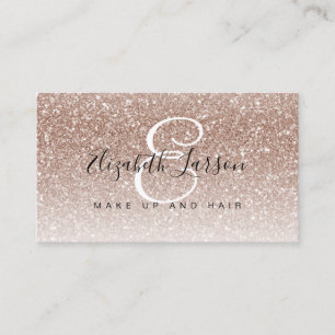 Trendy Rose Gold Glitter Makeup Artist Hair Salon Business Card