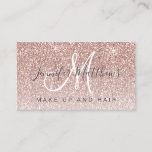 Trendy Rose Gold Glitter Makeup Artist Hair Salon Business Card