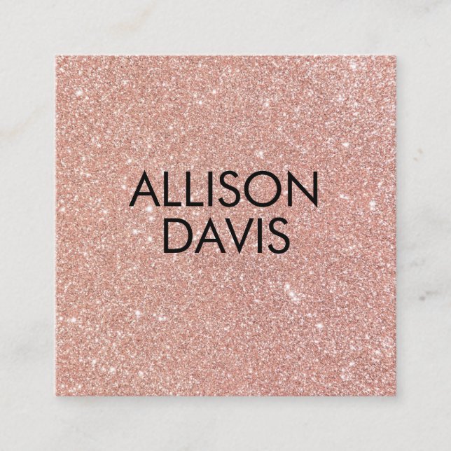 Trendy Rose Gold Glitter Modern Minimalist Simple  Square Business Card (Front)