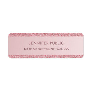 Trendy Rose Gold Glitter Modern Return Address