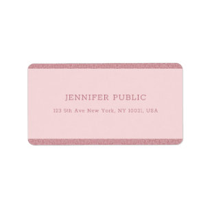 Trendy Rose Gold Glitter Modern Template Address Label