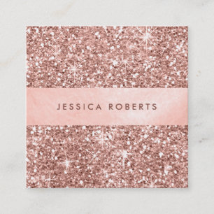 Trendy Rose Gold Glitter Pattern Pretty Square Business Card