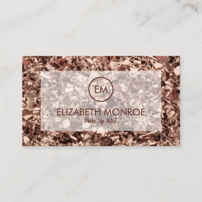 Trendy Rose Gold Glitter Salon Business Card (Front)