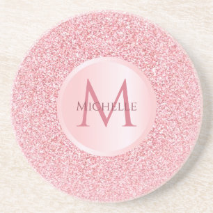 Trendy Rose Gold Glitter Template Stylish Girly Coaster