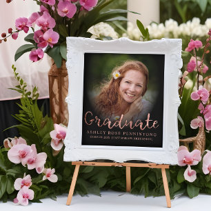 Trendy Rose Gold Graduate Modern Typography Script Tile