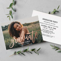 Trendy Rose Gold Graduate Photo Grad Party