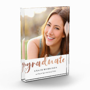 Trendy Rose Gold Graduation Photo Block