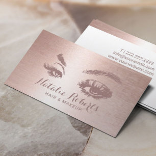 Trendy Rose Gold Hair Stylist Makeup Artist Salon Business Card