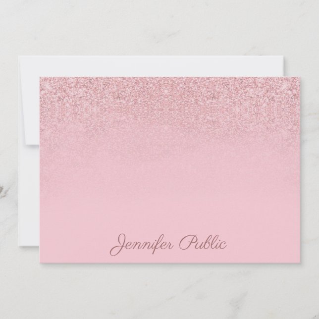 Trendy Rose Gold Hand Script Name Elegant Template (Front)
